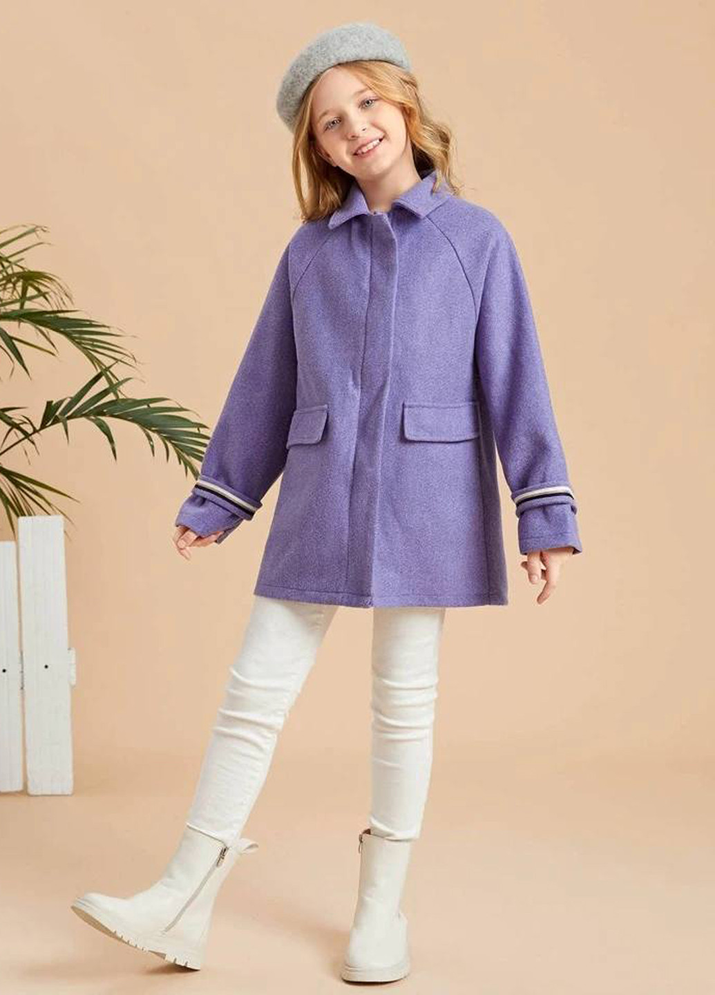 Фиолетовое демисезонное Пальто однобортное SHEIN