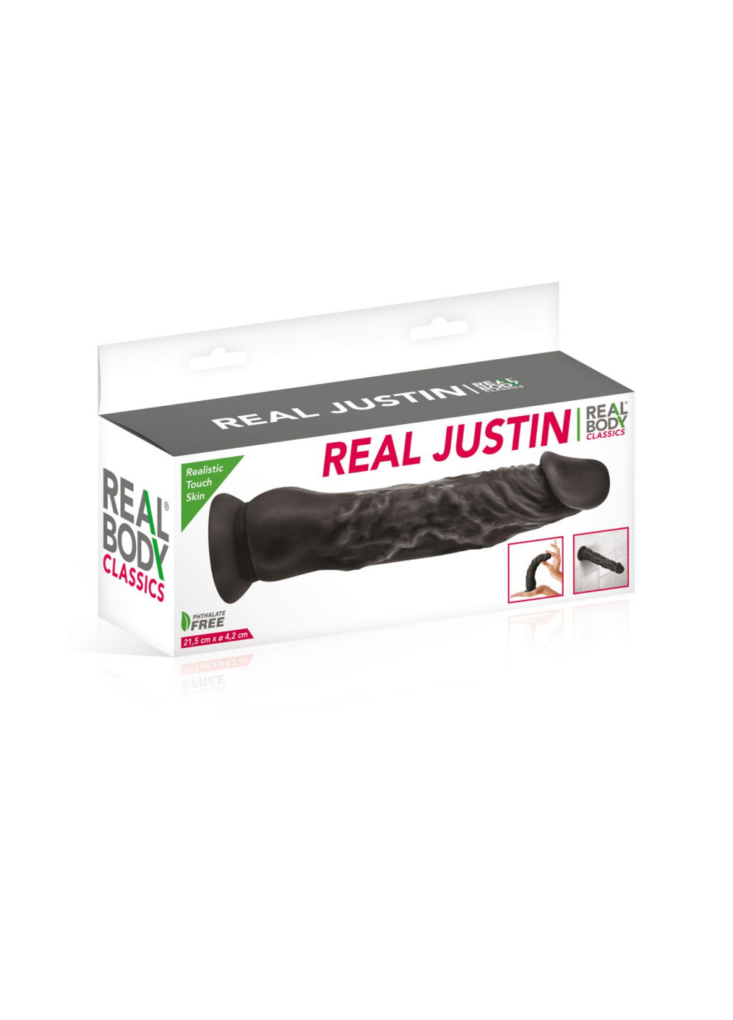 Фалоімітатор із присоскою - Real Justin Black, TPE, діаметр 4,2см Real Body (251963900)