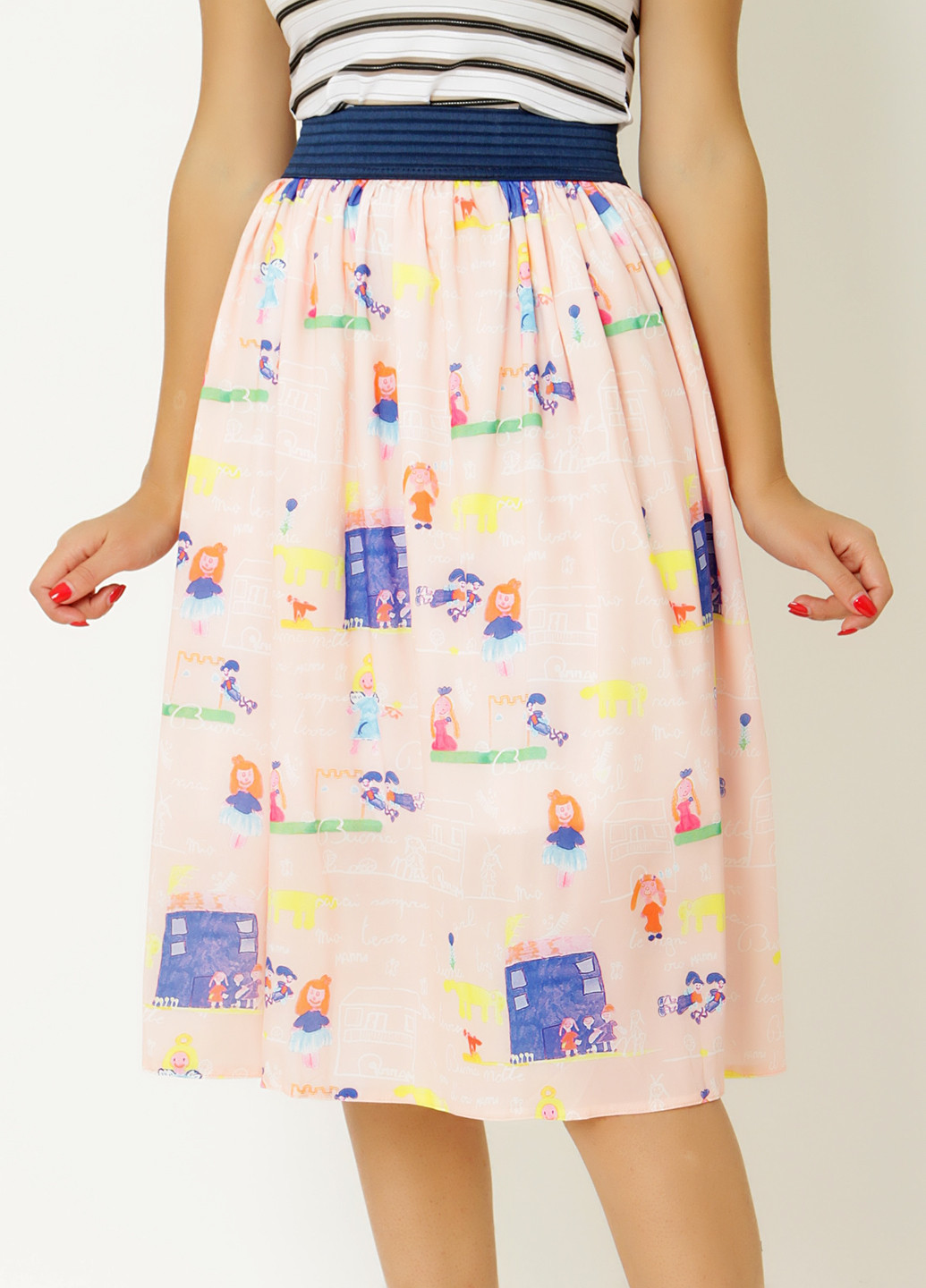 Светло-розовая кэжуал с рисунком юбка Ko-style мини