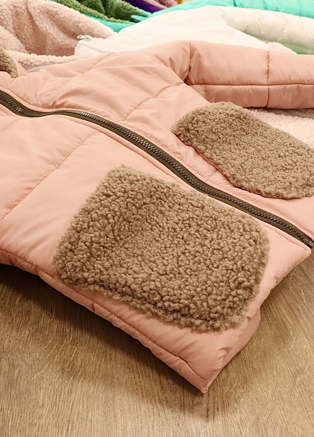 Пудрова зимня куртка для дівчаток warm fur winter Kindamor