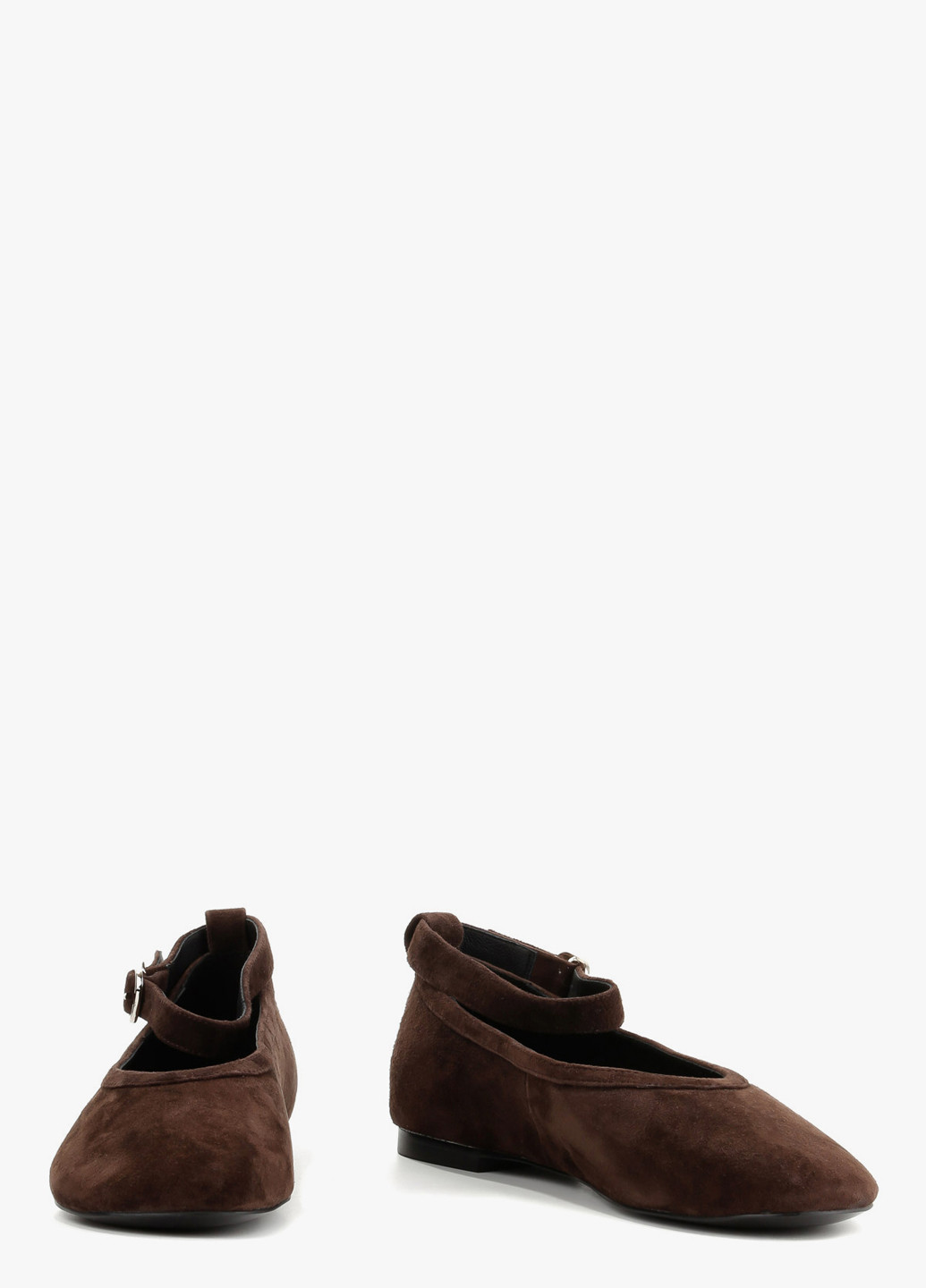 Женские балетки Le'BERDES | коричневые однотонные без декора натуральная замша (370483565)