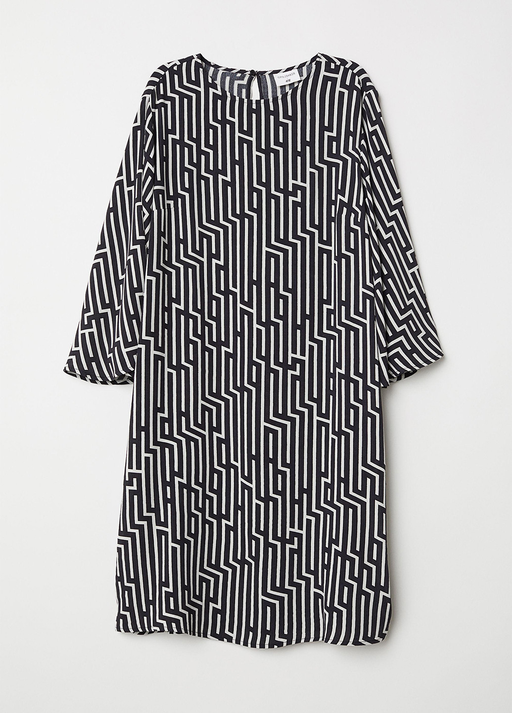 Черно-белое кэжуал платье оверсайз H&M с геометрическим узором
