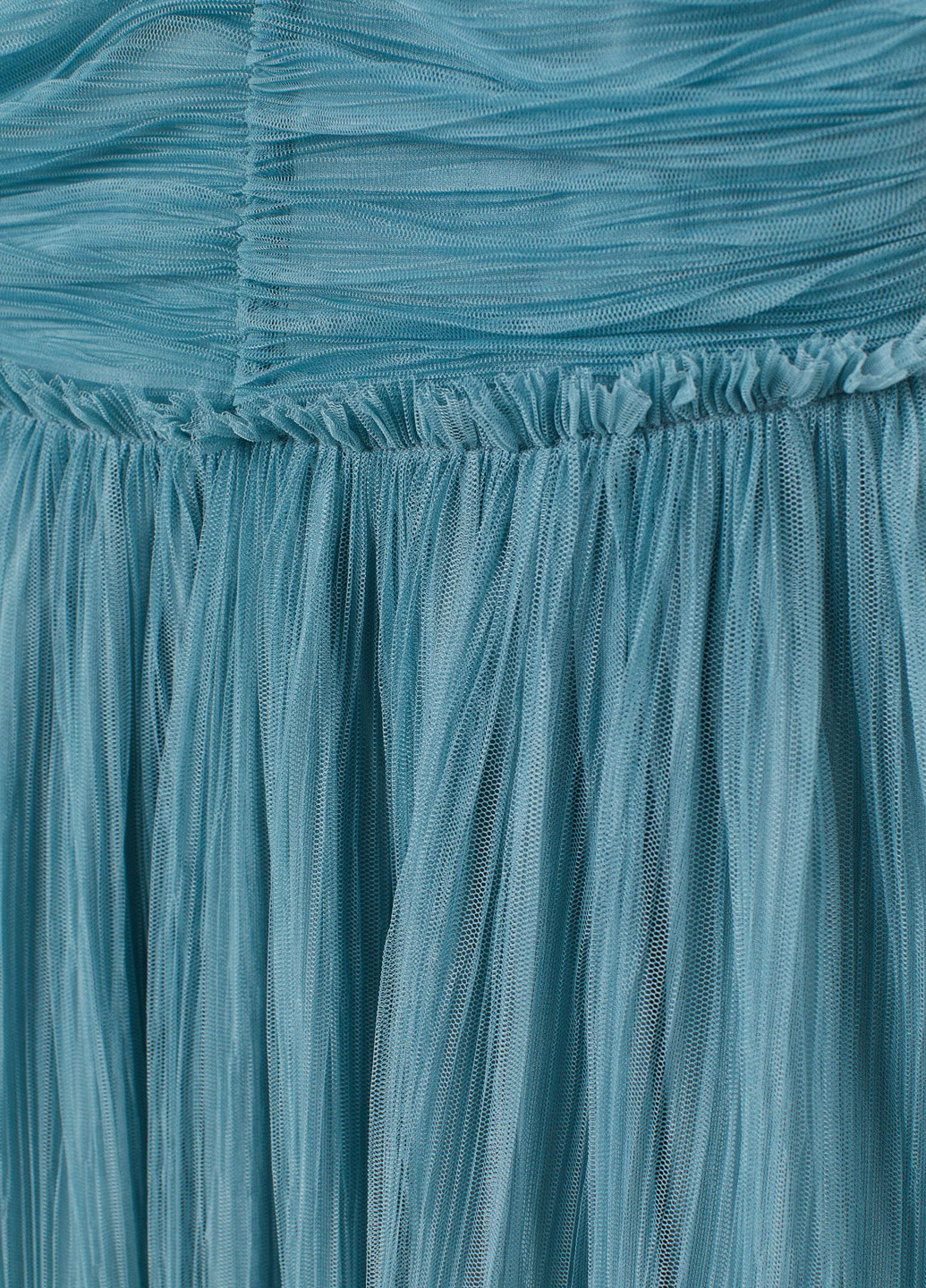 Бирюзовое вечернее плиссированное платье H&M однотонное