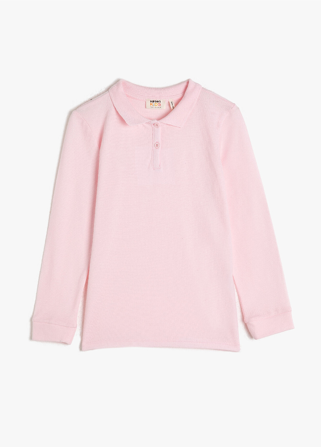Светло-розовая детская футболка-поло для девочки KOTON однотонная