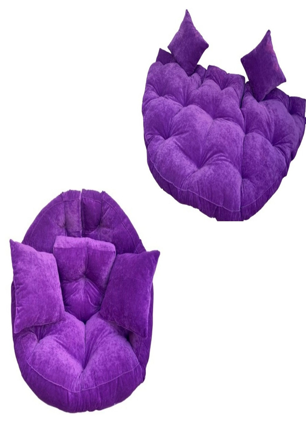 Бескаркасное раскладное кресло трансформер лежак матрас ручной работы с подушками (245781-Т) Фиолетовый велюр Francesco Marconi (230586704)