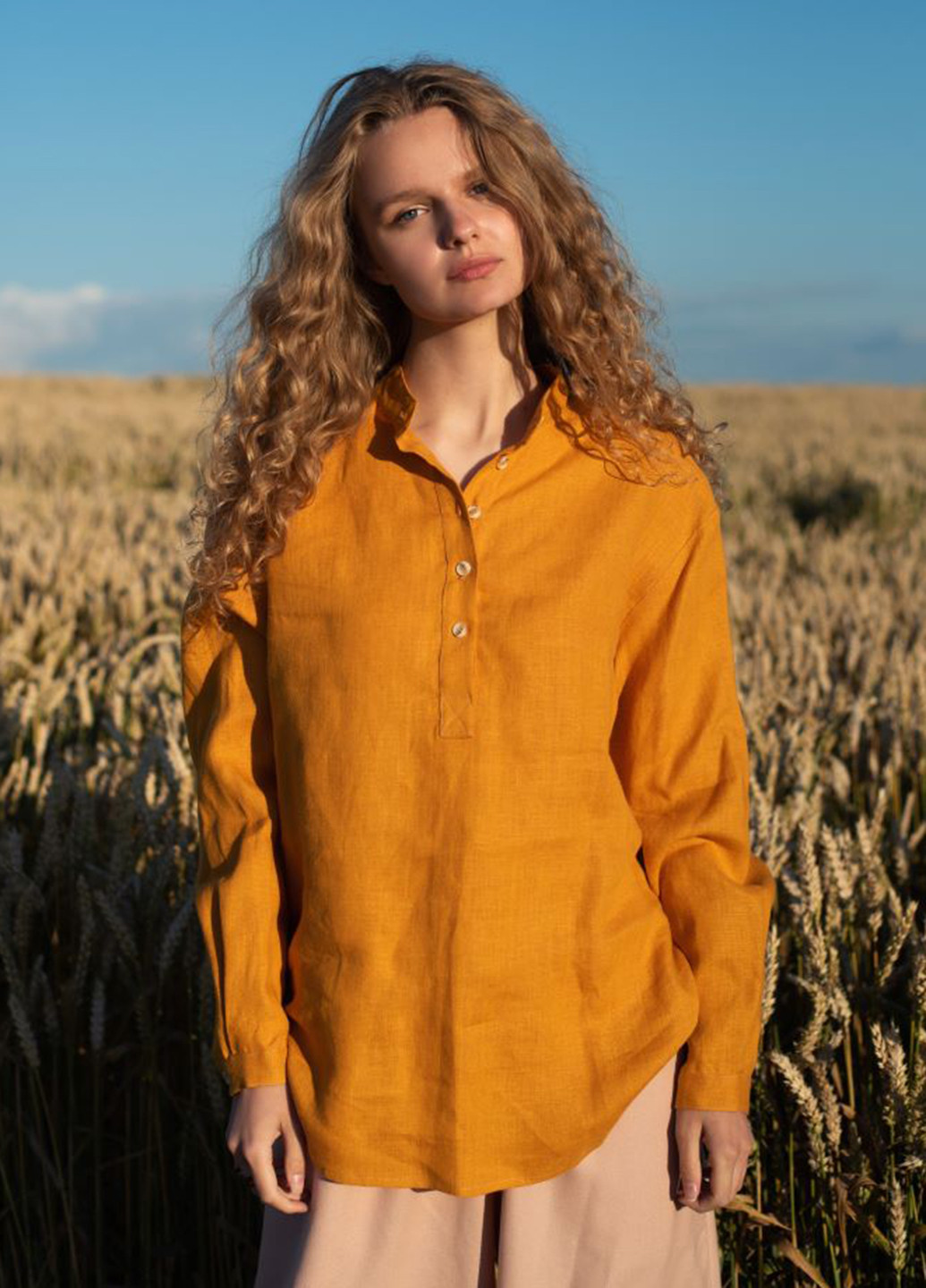 Оранжевая кэжуал рубашка однотонная Silence