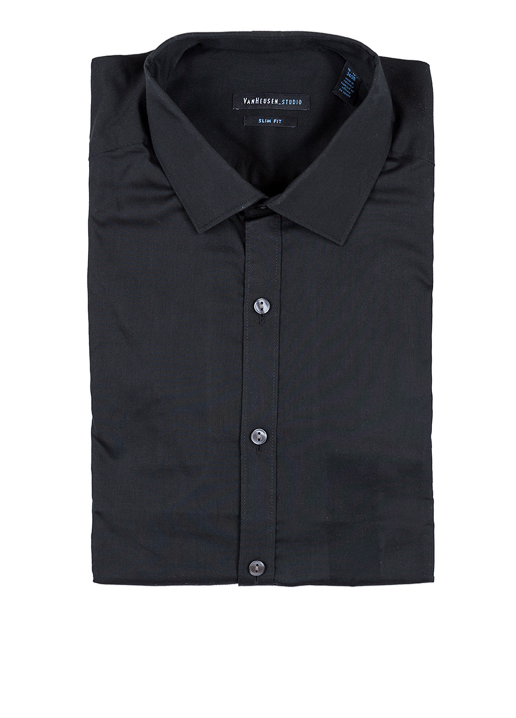 Черная кэжуал рубашка однотонная Van Heusen с длинным рукавом