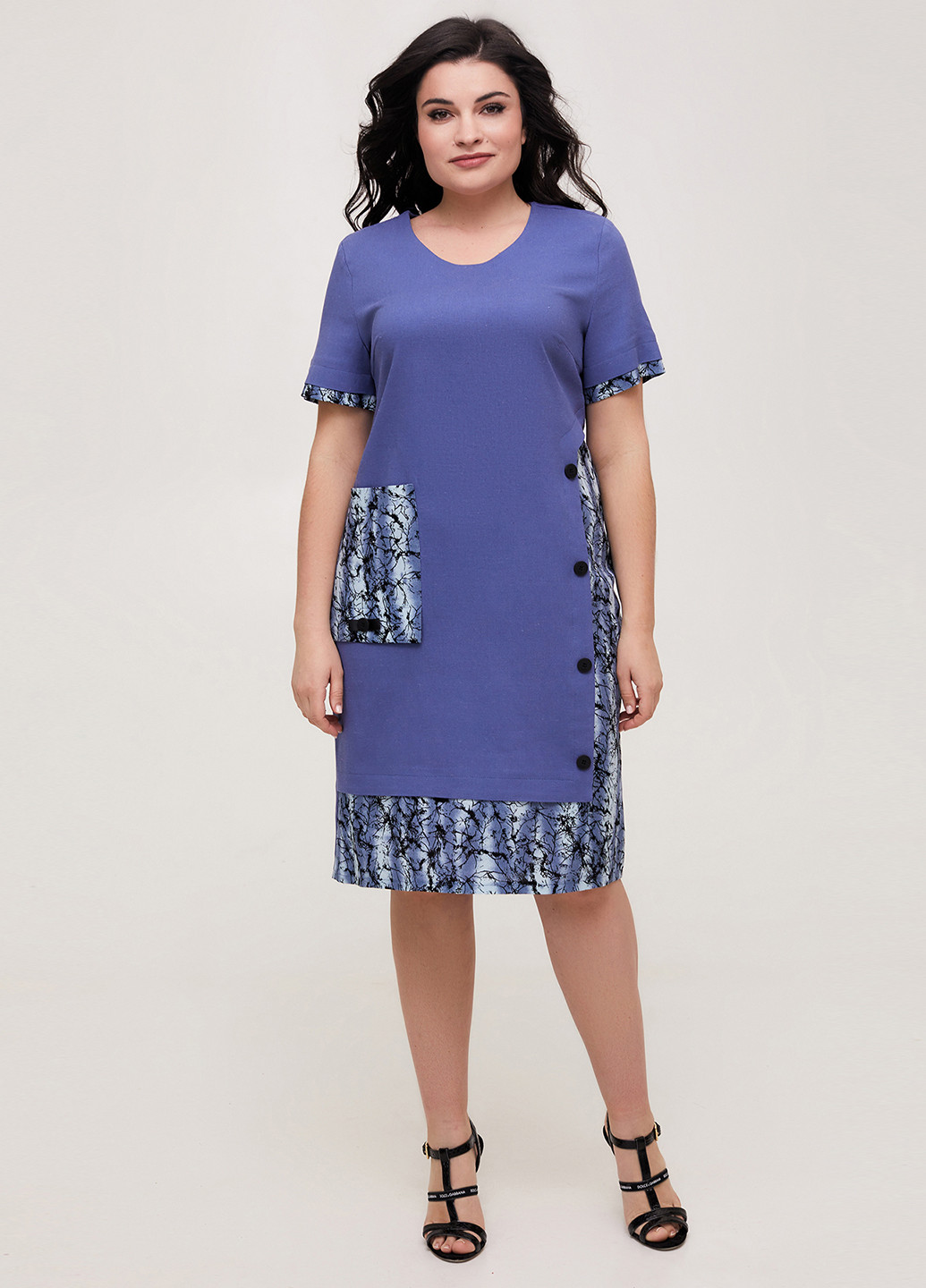 Светло-фиолетовое кэжуал платье A'll Posa с абстрактным узором