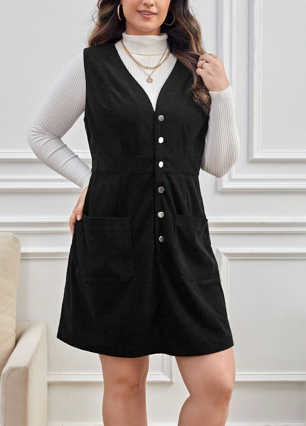 Демисезонный женский сарафан SHEIN однотонный