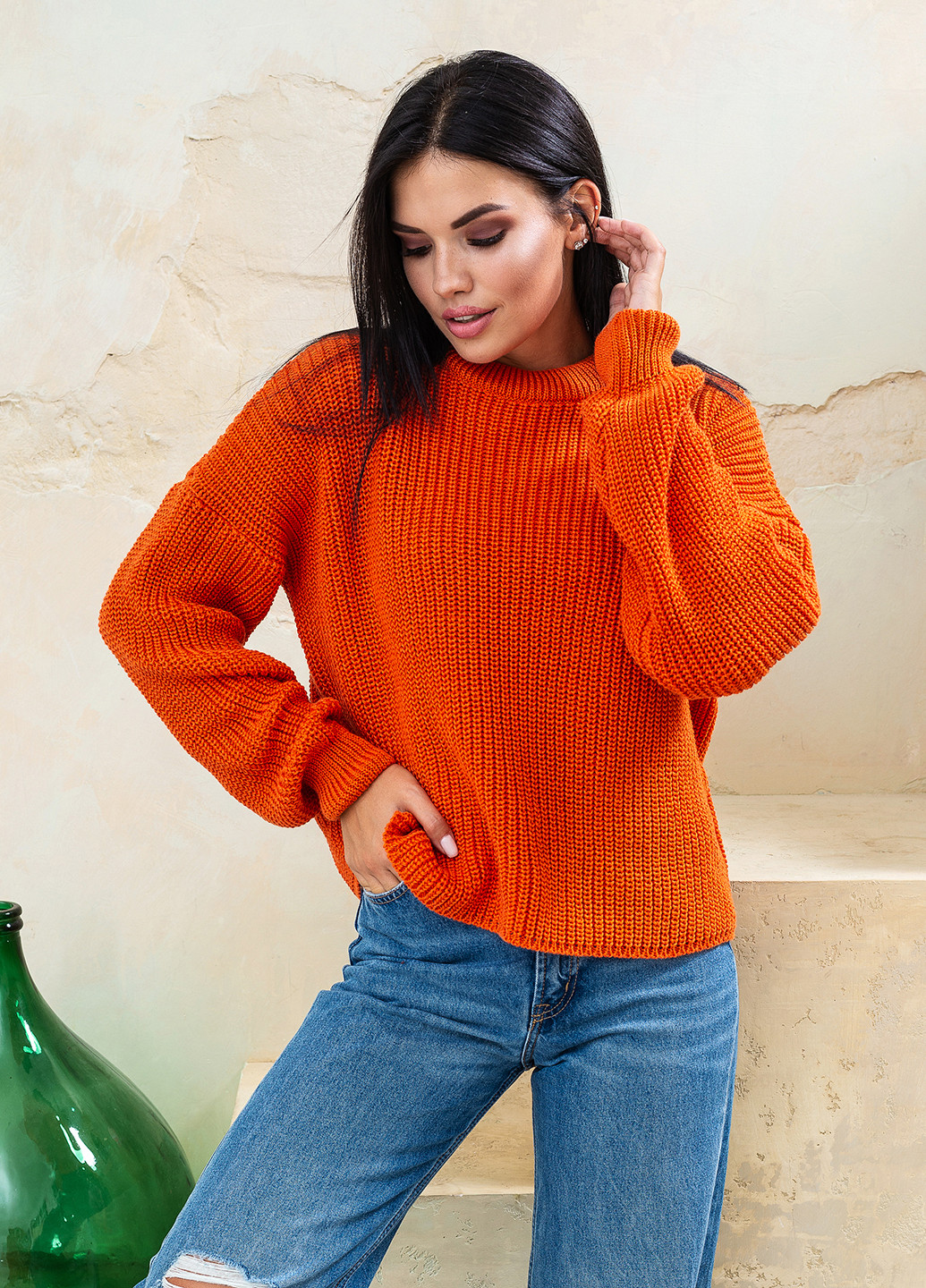 Оранжевый демисезонный свитер Larionoff