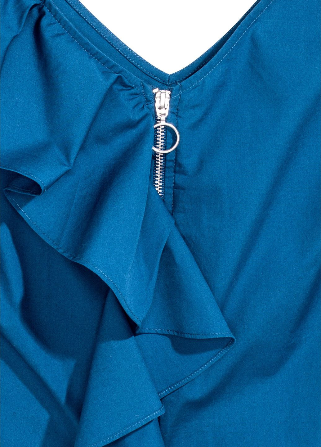 Блуза H&M однотонный синий кэжуал хлопок