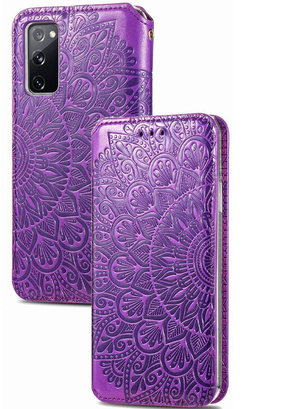 Шкіряний чохол книжка Mandala (PU) для Samsung Galaxy S20 FE Фіолетовий Getman 41396 (234301127)