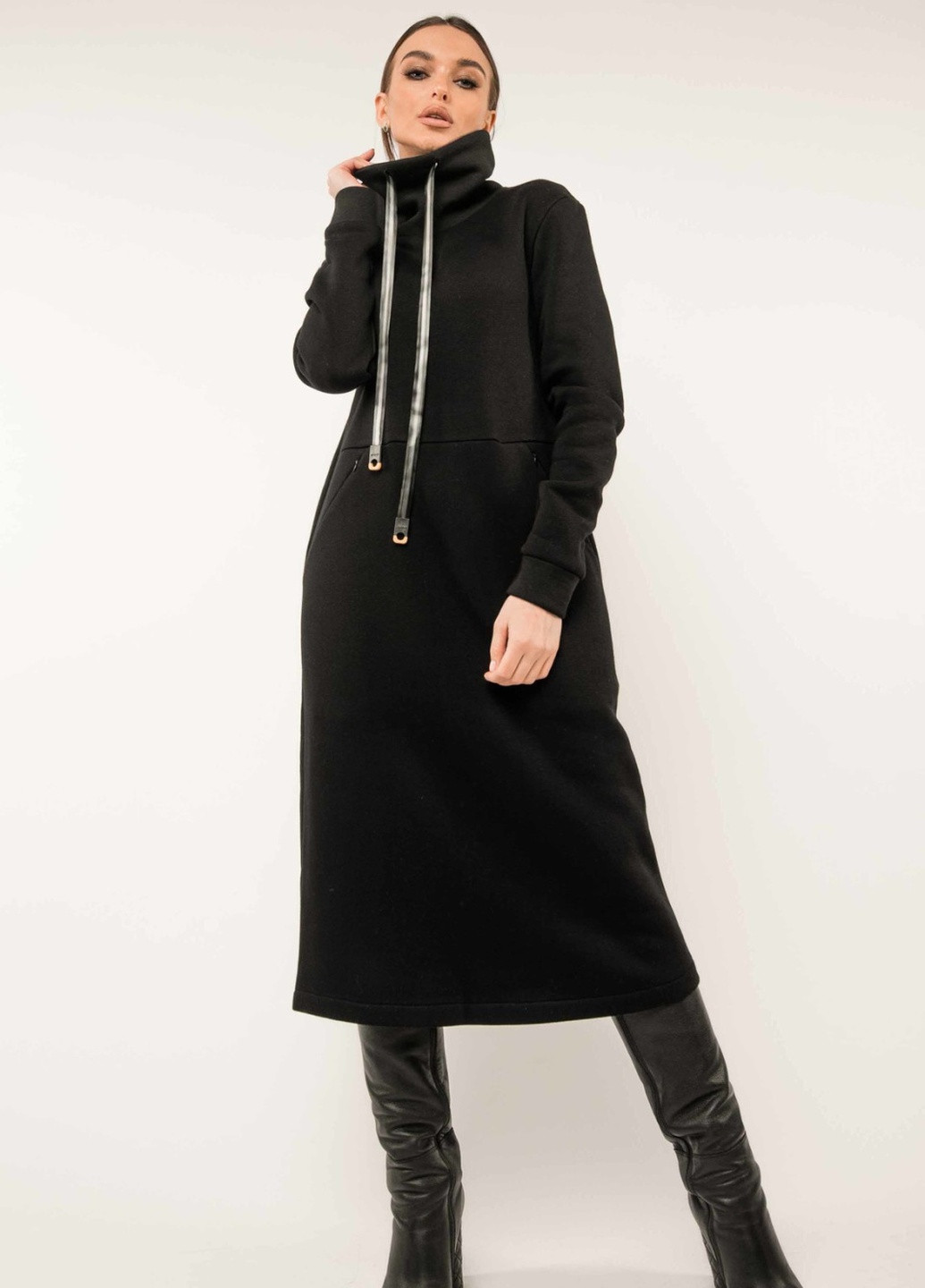 Черное кэжуал платье Ри Мари однотонное