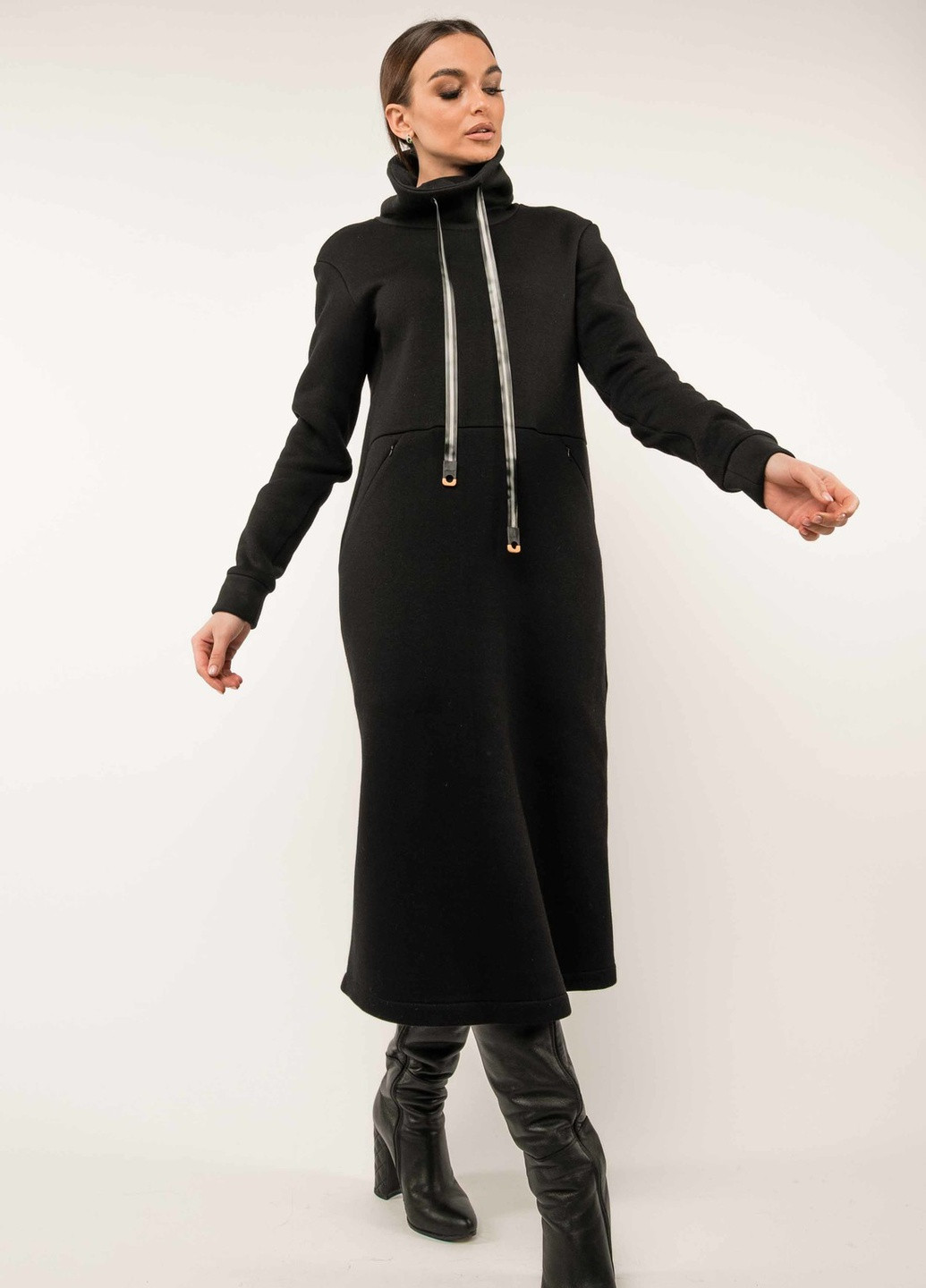 Черное кэжуал платье Ри Мари однотонное