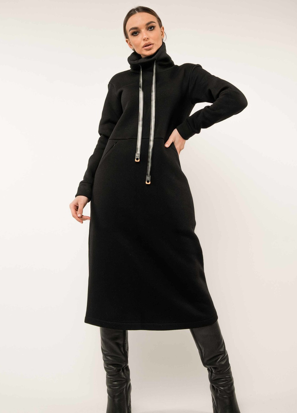 Черное кэжуал платье Ри Мари однотонное