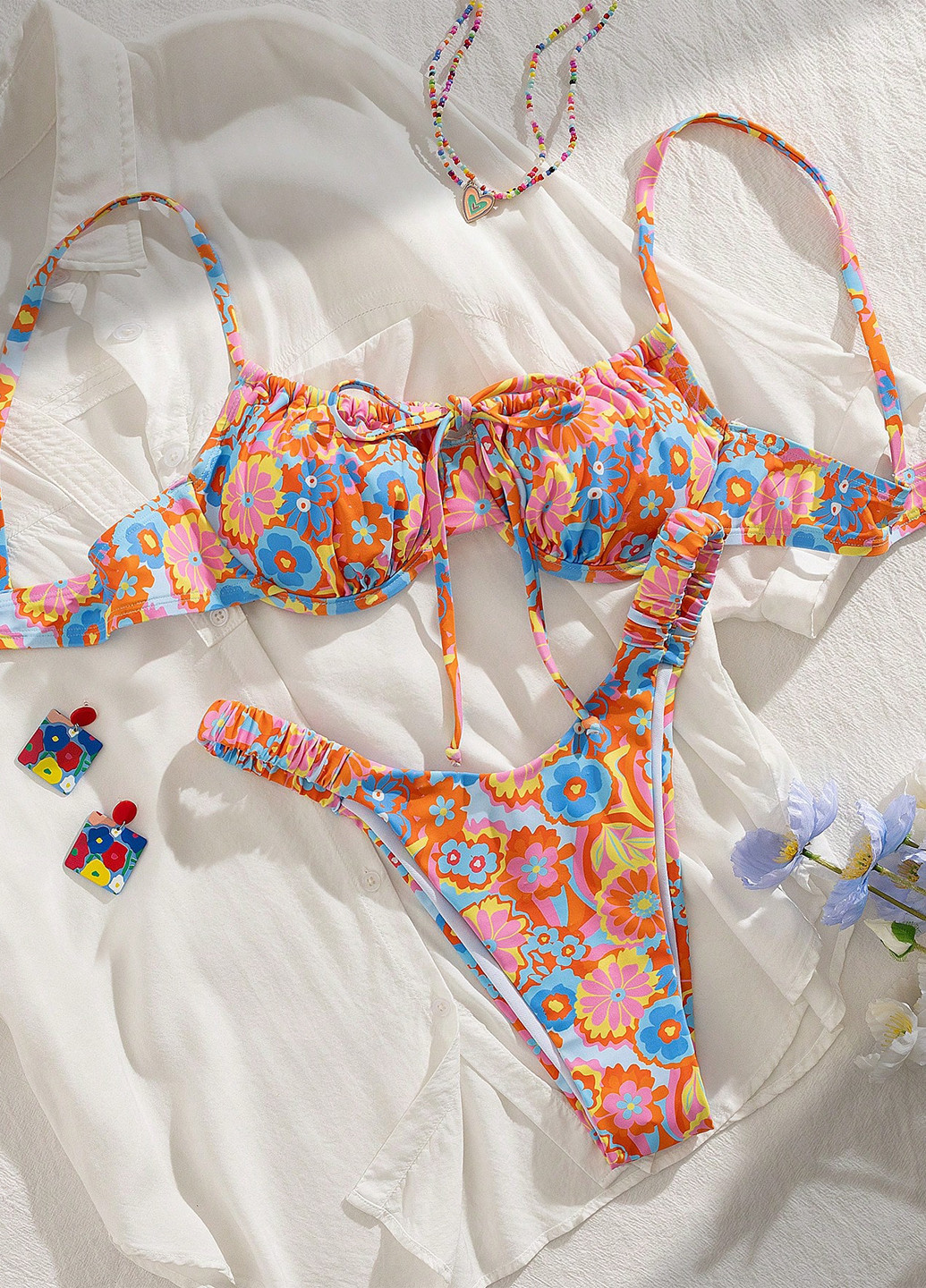 Комбинированный летний купальник (лиф, трусики) бикини, раздельный SHEIN