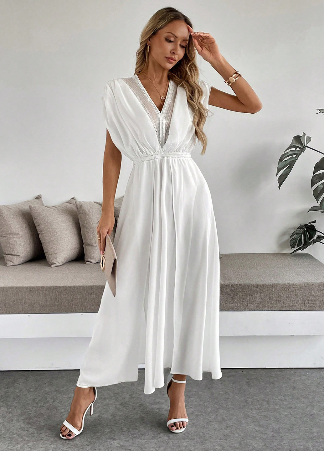 Білий кежуал сукня а-силует SHEIN однотонна