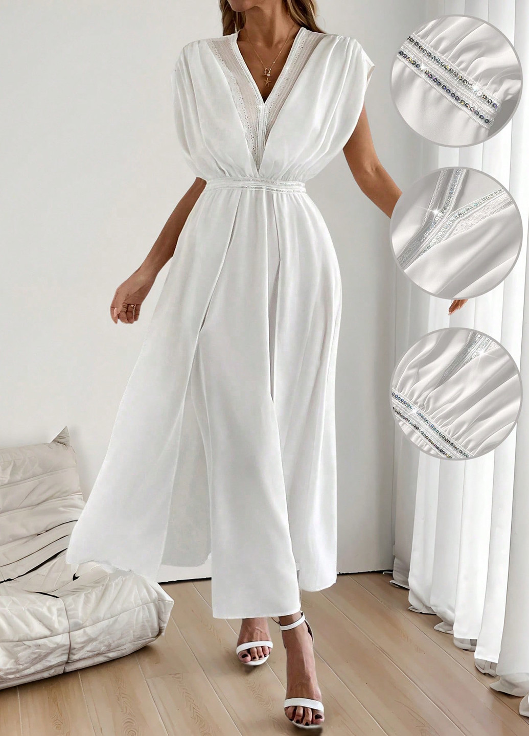 Білий кежуал сукня а-силует SHEIN однотонна