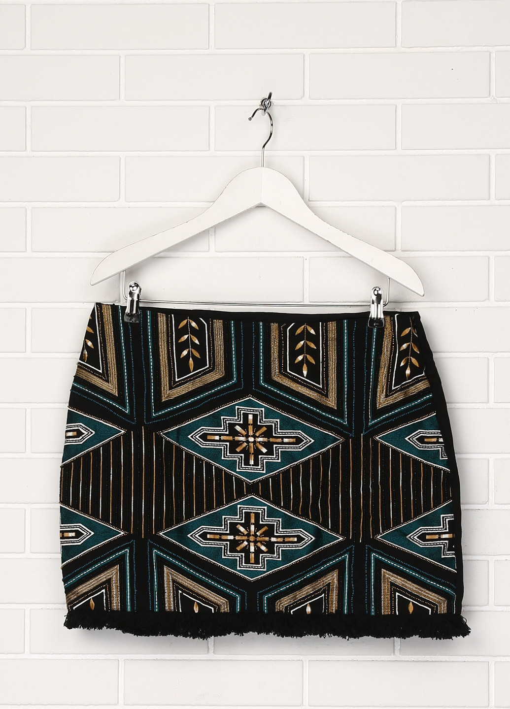 Черно-белая кэжуал с геометрическим узором юбка H&M мини