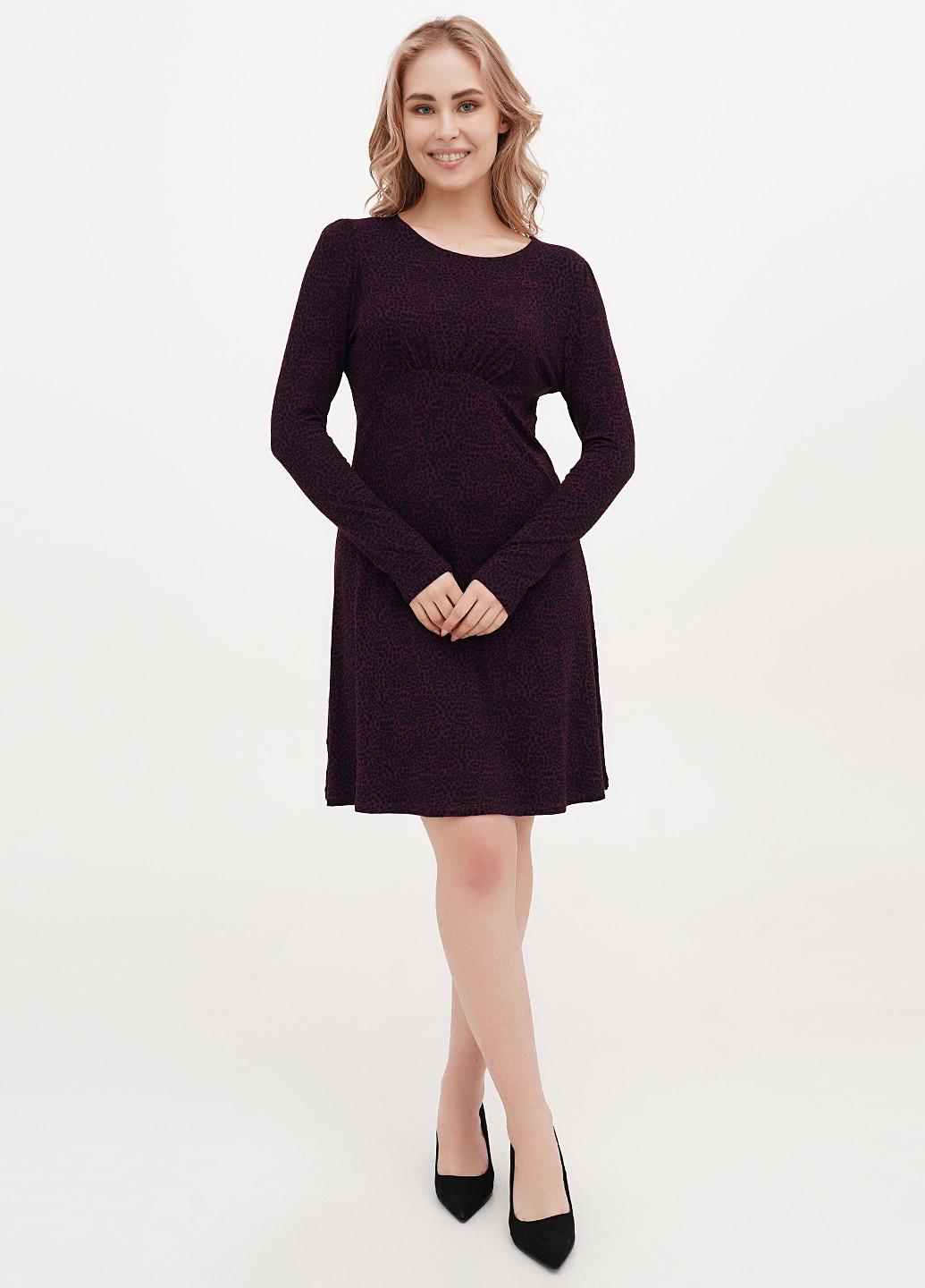 Сливовое кэжуал платье клеш George с животным (анималистичным) принтом