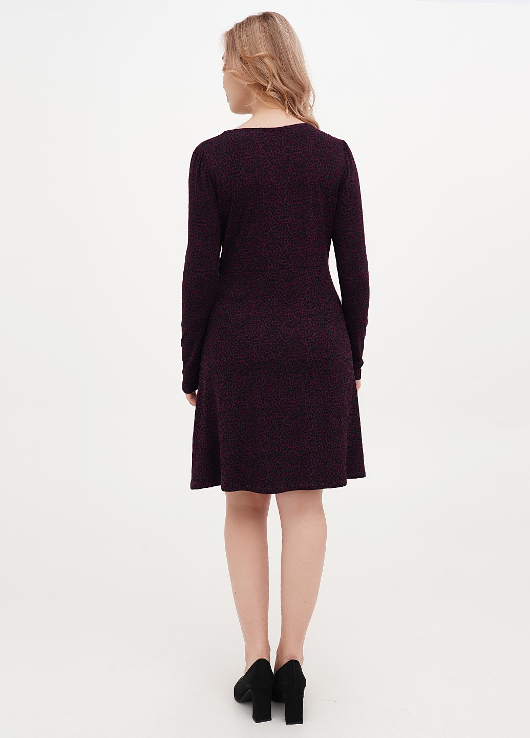 Сливовое кэжуал платье клеш George с животным (анималистичным) принтом