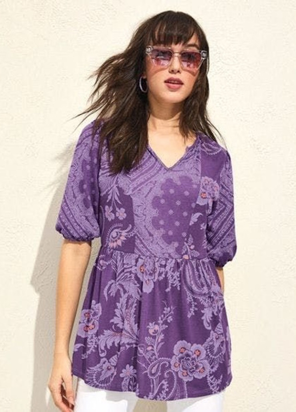 Фіолетова блуза з баскою Studio 1886