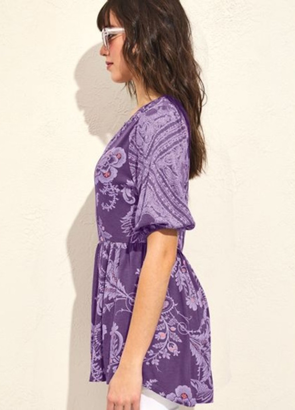 Фіолетова блуза з баскою Studio 1886