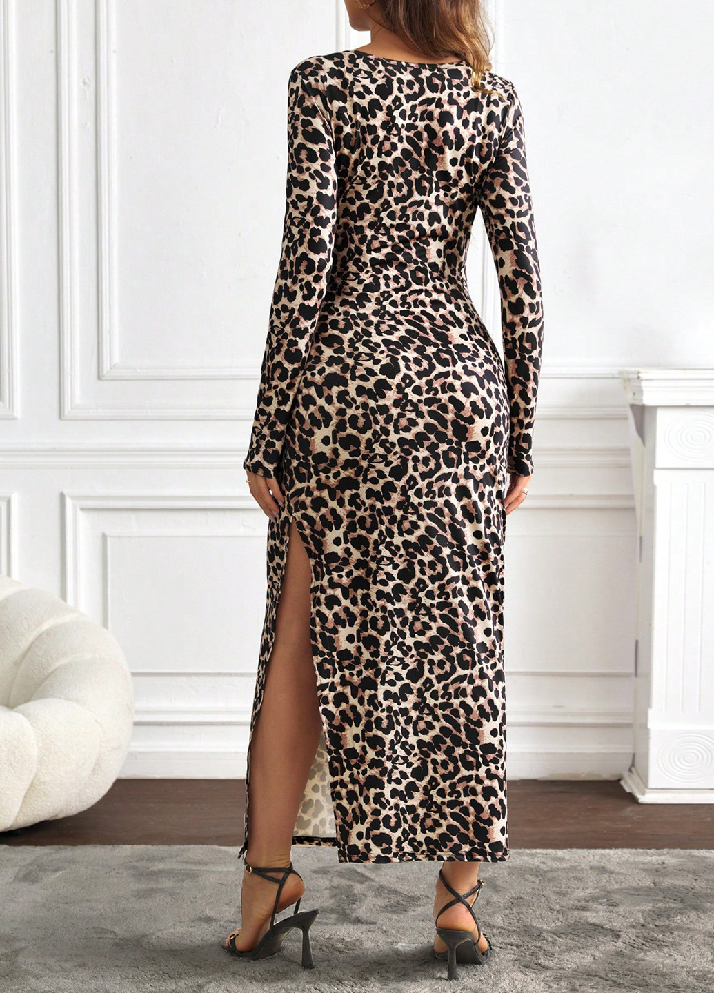 Комбінована кежуал сукня для вагітних SHEIN леопардовий