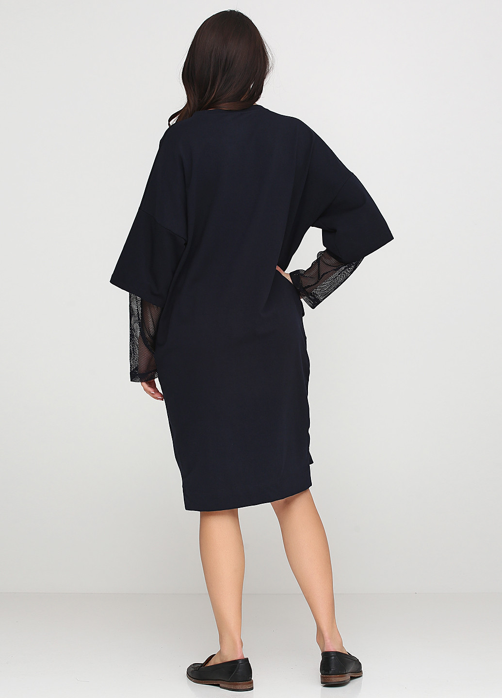 Темно-синее кэжуал платье с длинным рукавом Biljana однотонное