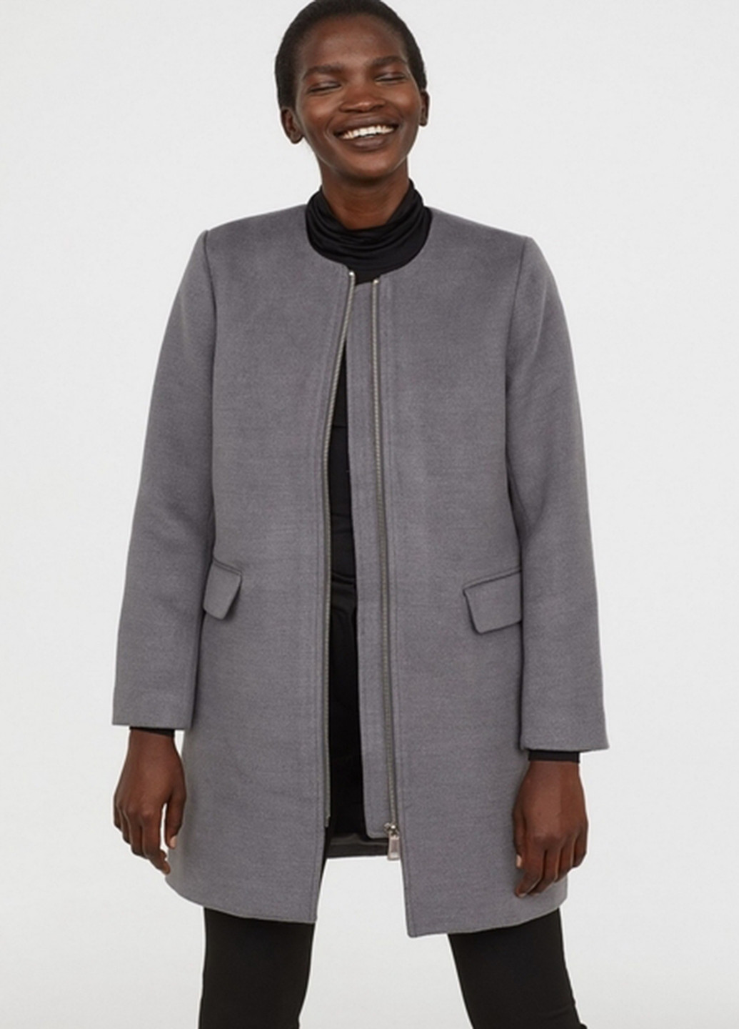 Сіре демісезонне Пальто однобортне H&M