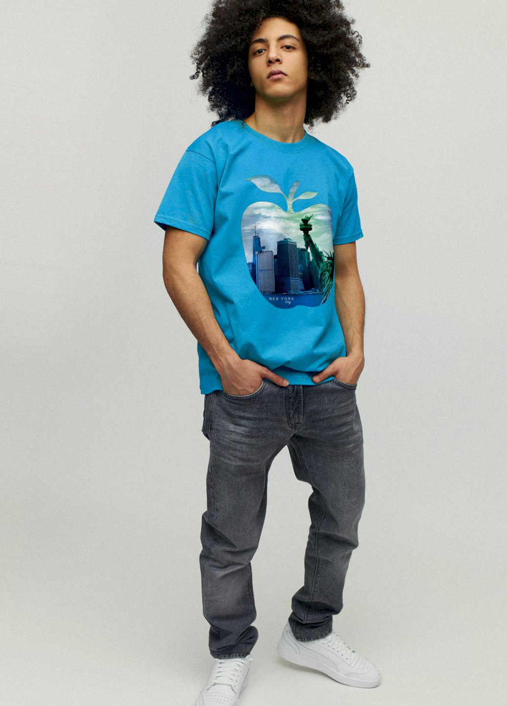 Светло-синяя футболка мужская YAPPI