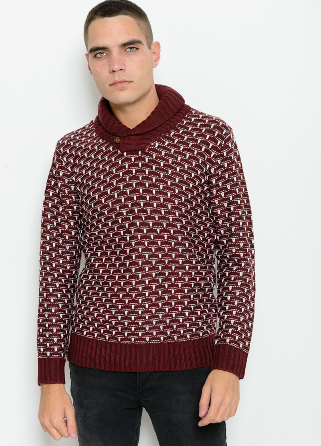 Бордовый демисезонный свитер пуловер Issa