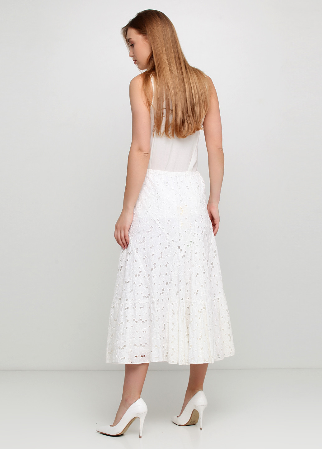 Белая кэжуал фактурная юбка Luisa Spagnoli а-силуэта (трапеция)