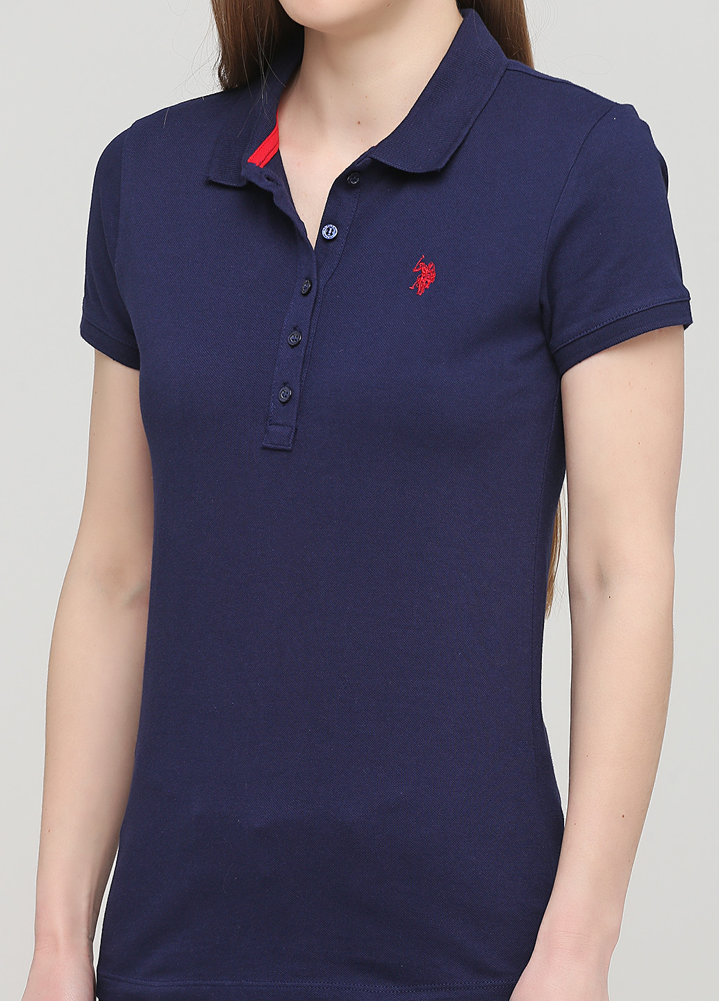 Темно-синяя женская футболка-поло U.S. Polo Assn. с логотипом