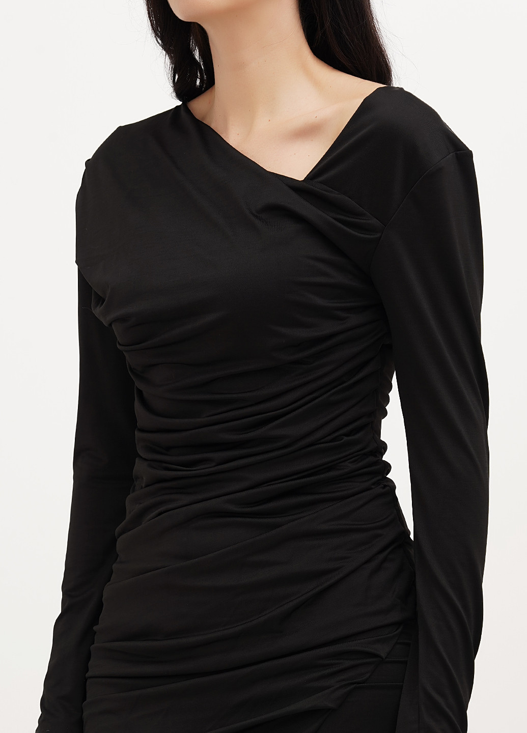 Черное кэжуал, коктейльное платье футляр, на запах Vicolo однотонное