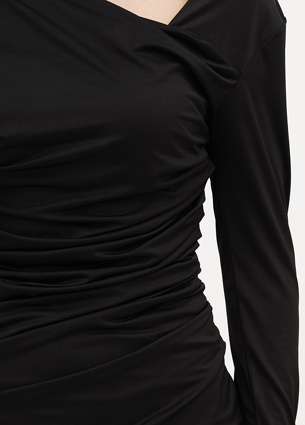 Черное кэжуал, коктейльное платье футляр, на запах Vicolo однотонное