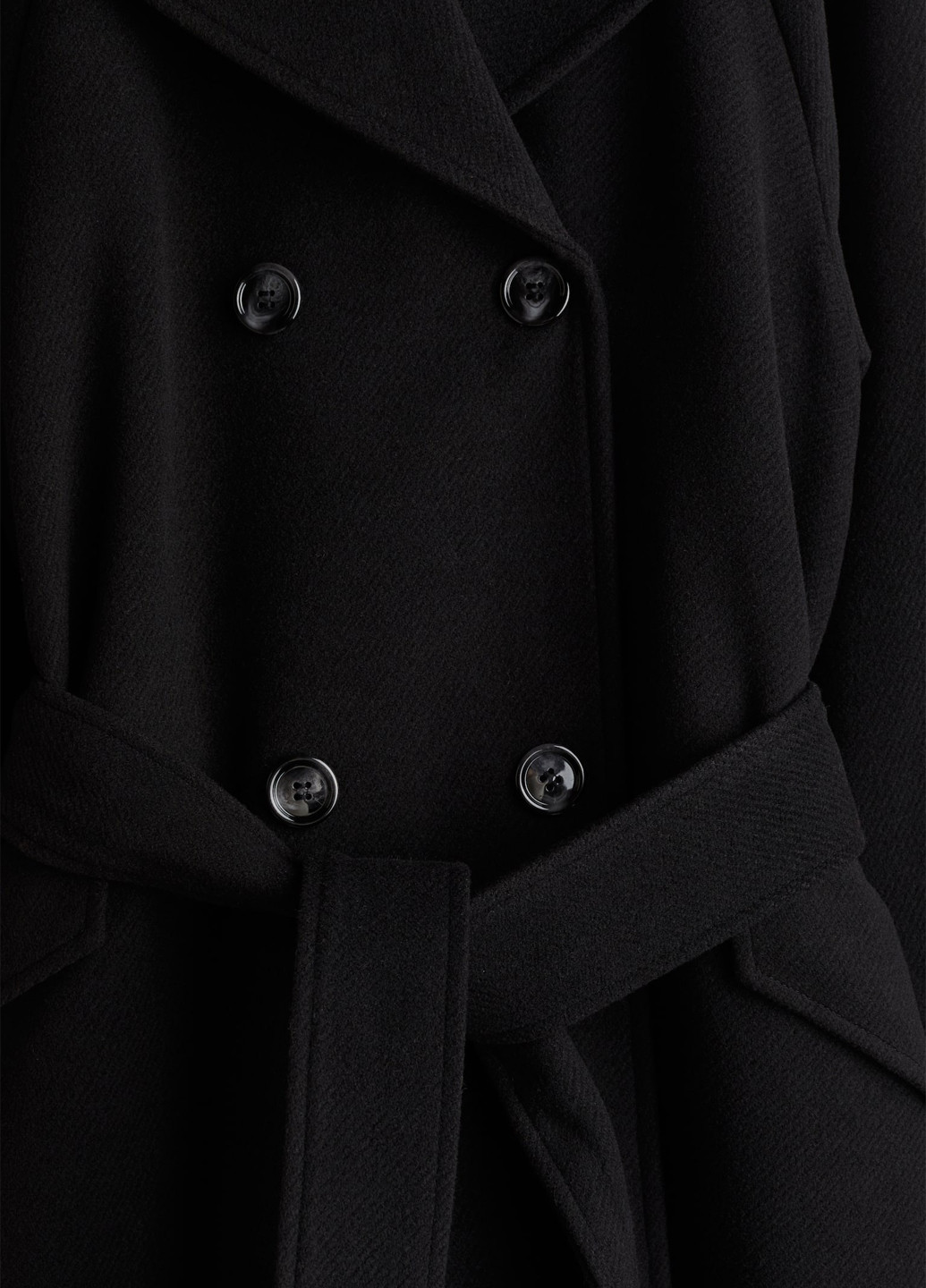 Черное демисезонное Пальто двубортное H&M