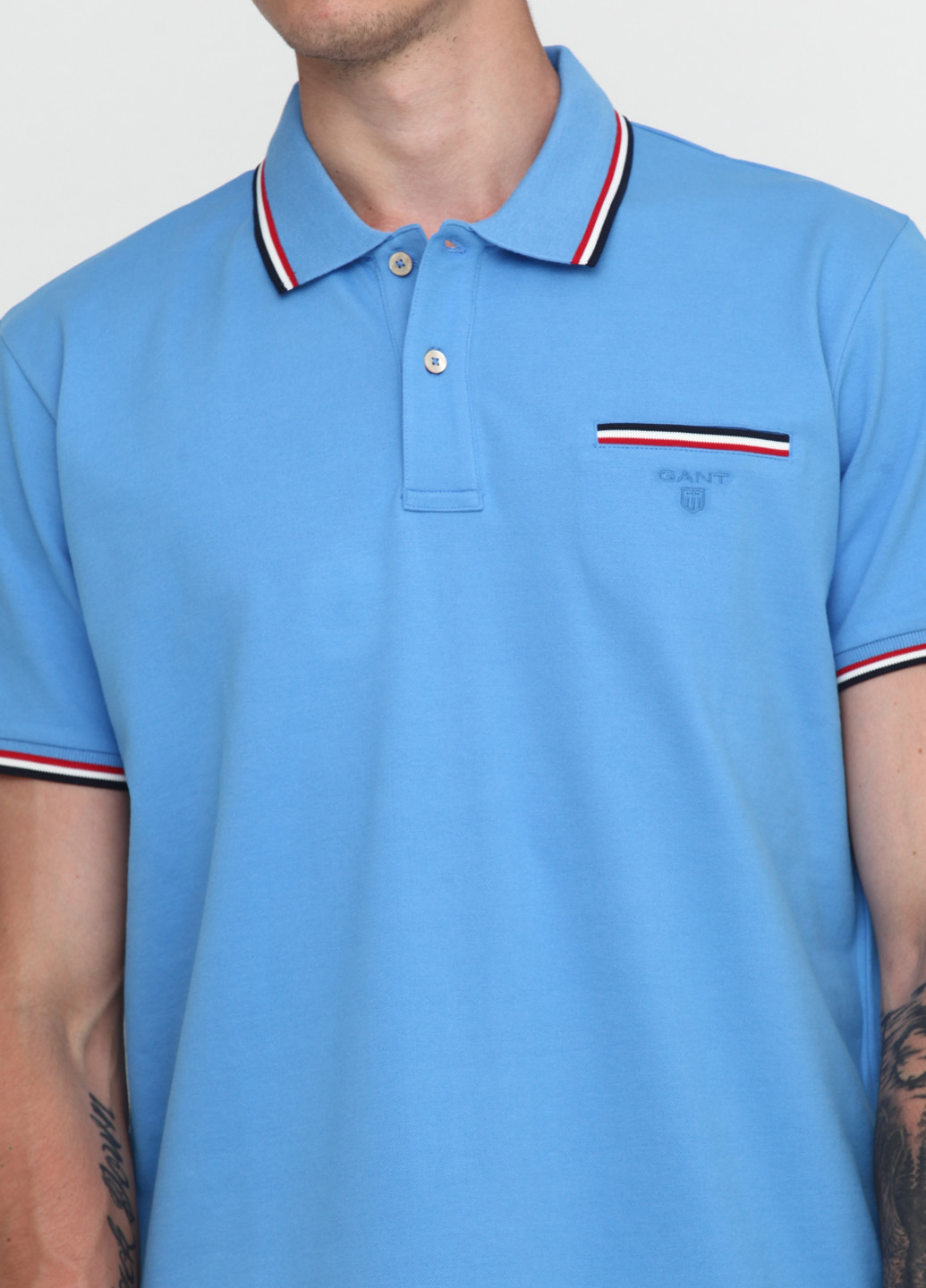 Голубой футболка-поло для мужчин Gant с логотипом