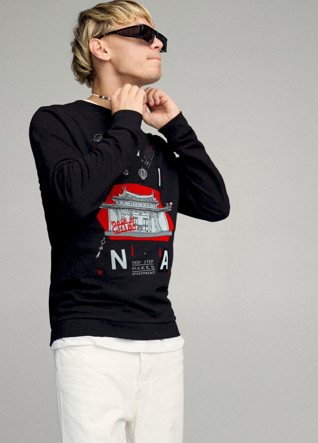 Чорний свитшот мужской basic /no flis/ YAPPI малюнок (254557453)