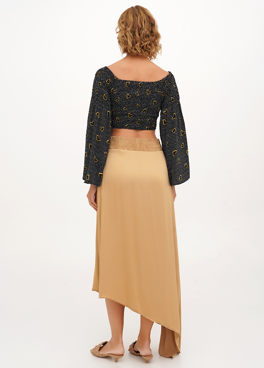 Бежевая кэжуал однотонная юбка Vicolo а-силуэта (трапеция)