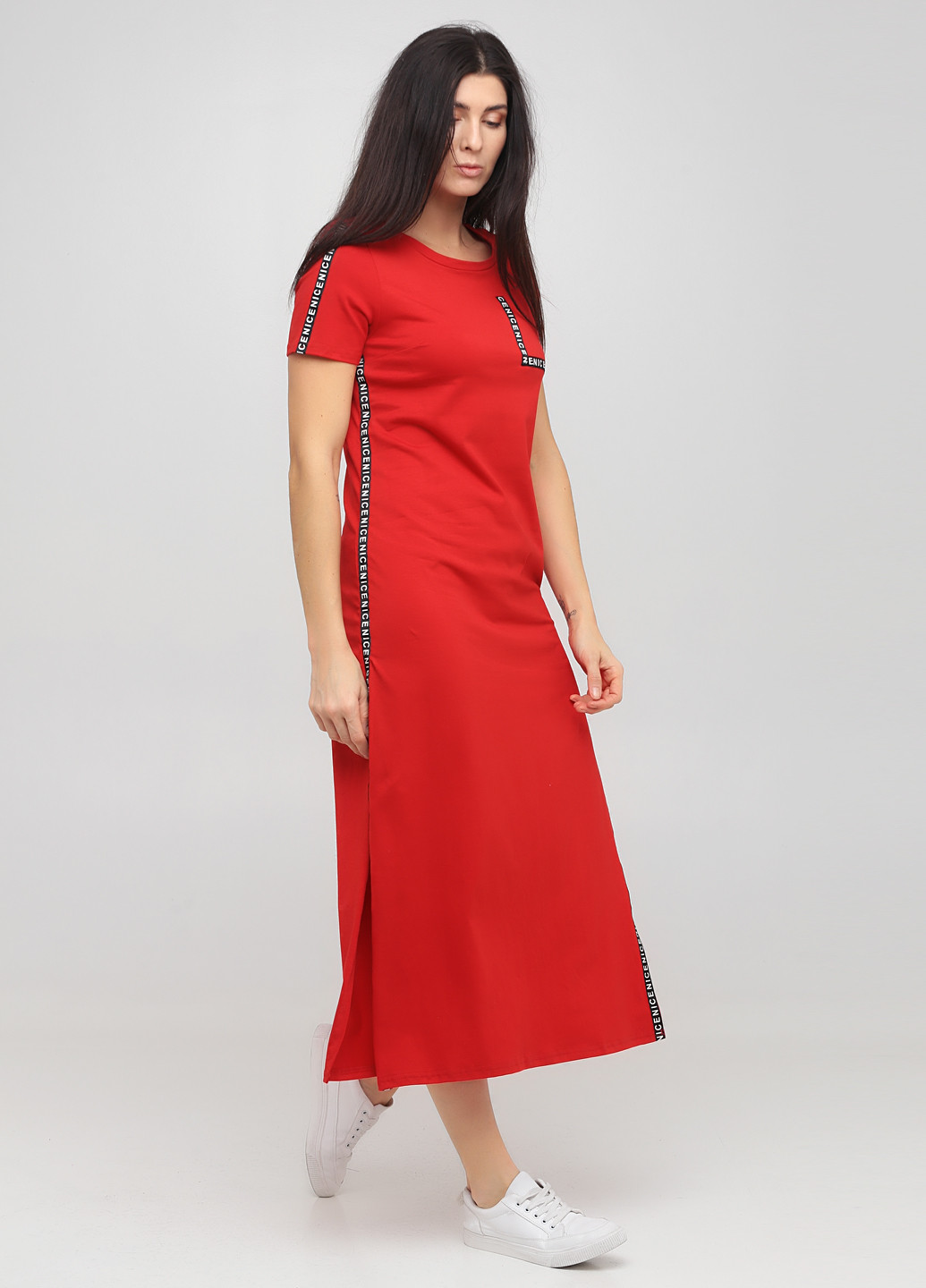 Червона кежуал плаття, сукня сукня-футболка Malta однотонна