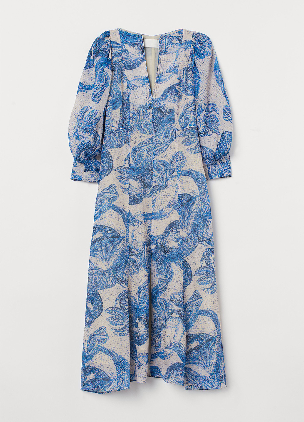 Синее кэжуал платье а-силуэт H&M с абстрактным узором