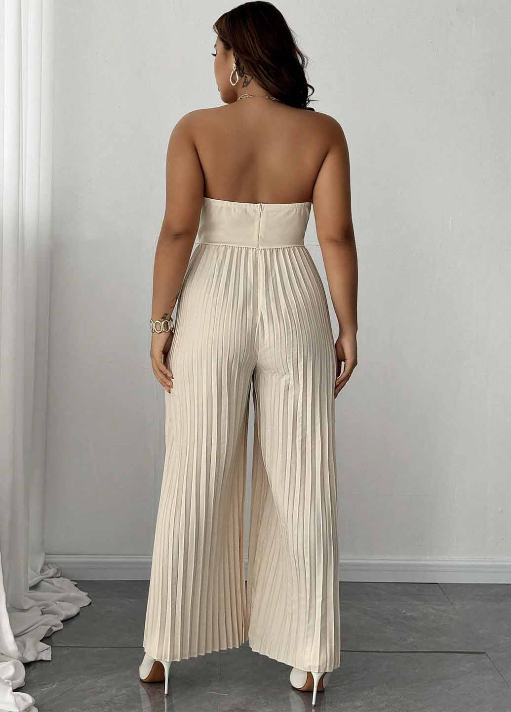 Комбинезон SHEIN комбинезон-брюки однотонный кремовый кэжуал полиэстер