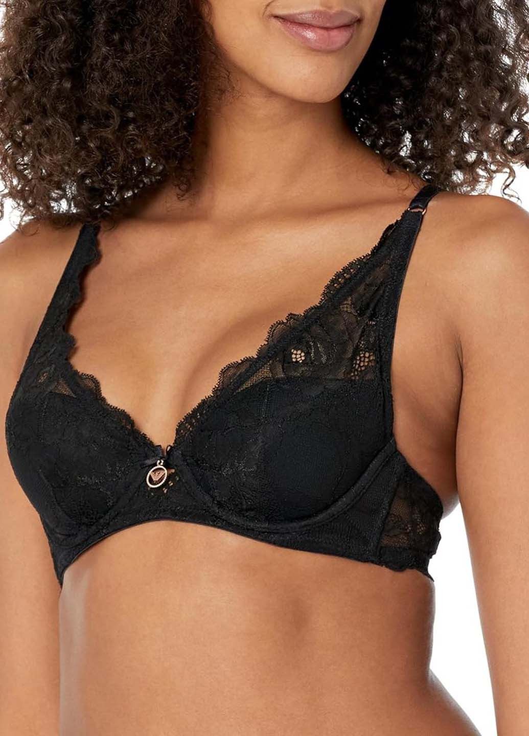 Чорний бюстгальтер Emporio Armani з кісточками поліамід