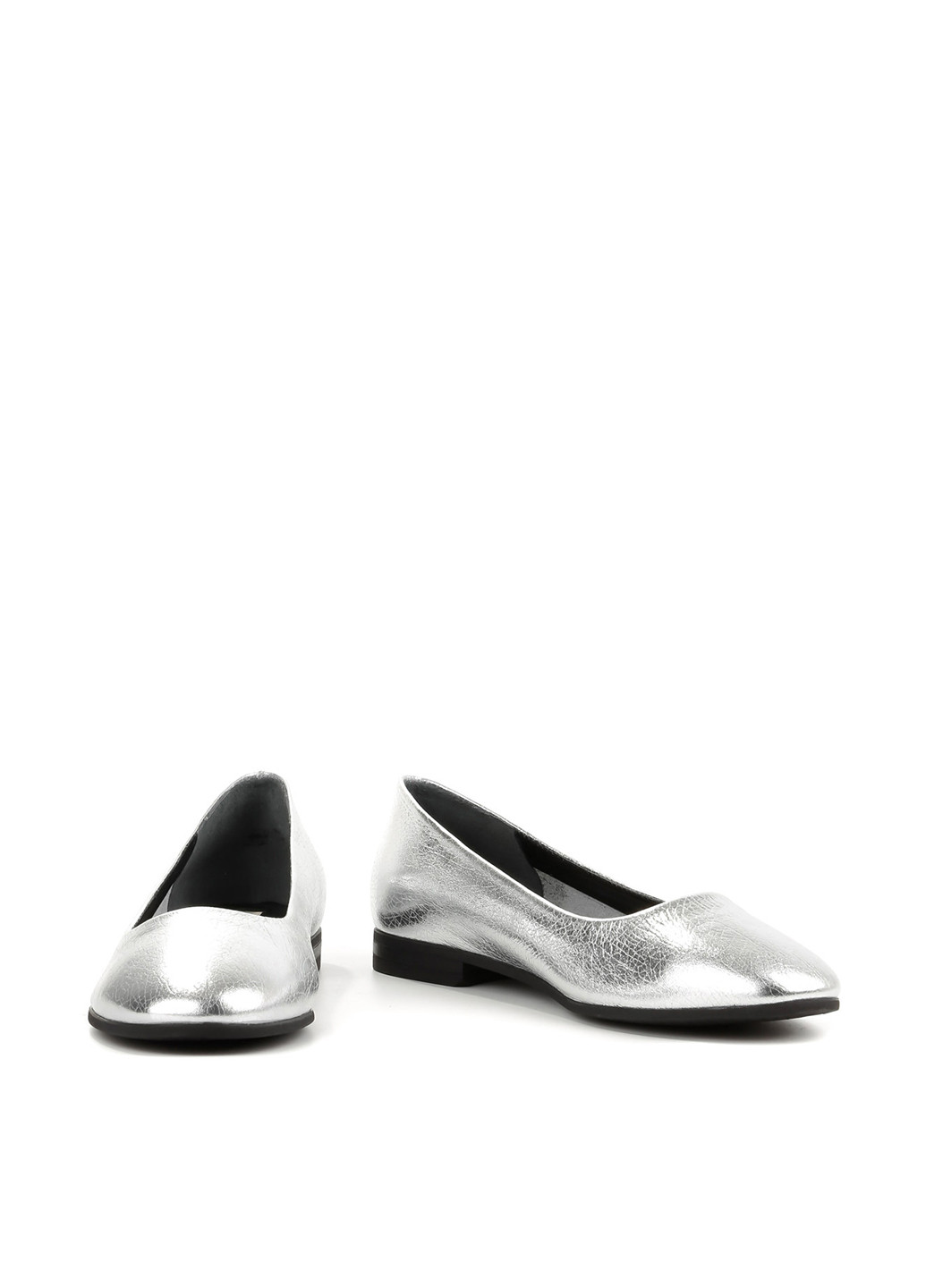 Жіночі балетки Le'BERDES | срібні однотонні без декору натуральна шкіра (360795631)