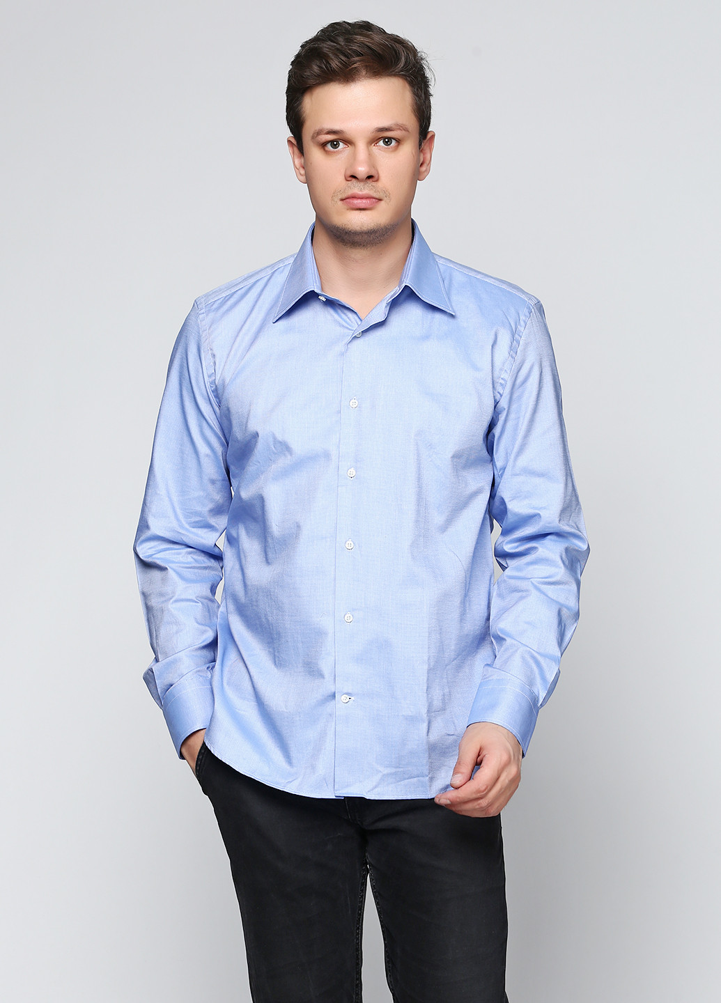 Голубой кэжуал рубашка однотонная Valentino с длинным рукавом