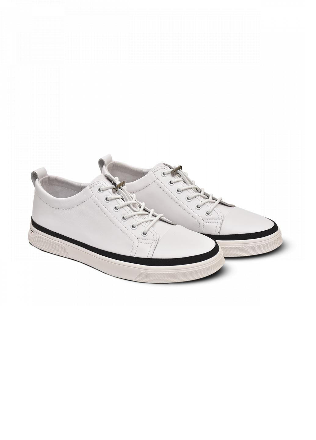 Белые демисезонные кроссовки кожаные мужские 8952w No Brand