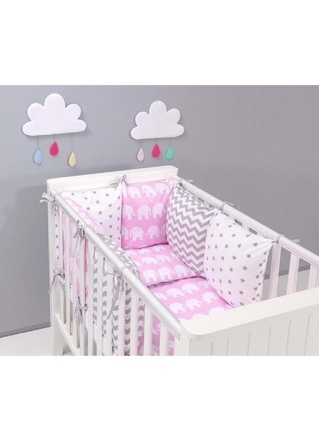 Комплект в дитяче ліжечко ліжко люльку набір бортики захист на три сторони постільна білизна ручної роботи (28601-Нов) Unbranded (253255914)