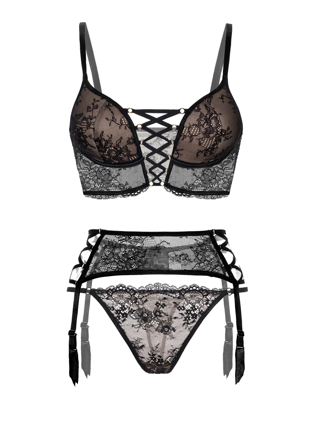 Пояс для панчох жіночий Gracija-Rim Dominique 36/S чорний/смажений мигдаль 10799 Gracija Rim (256110999)