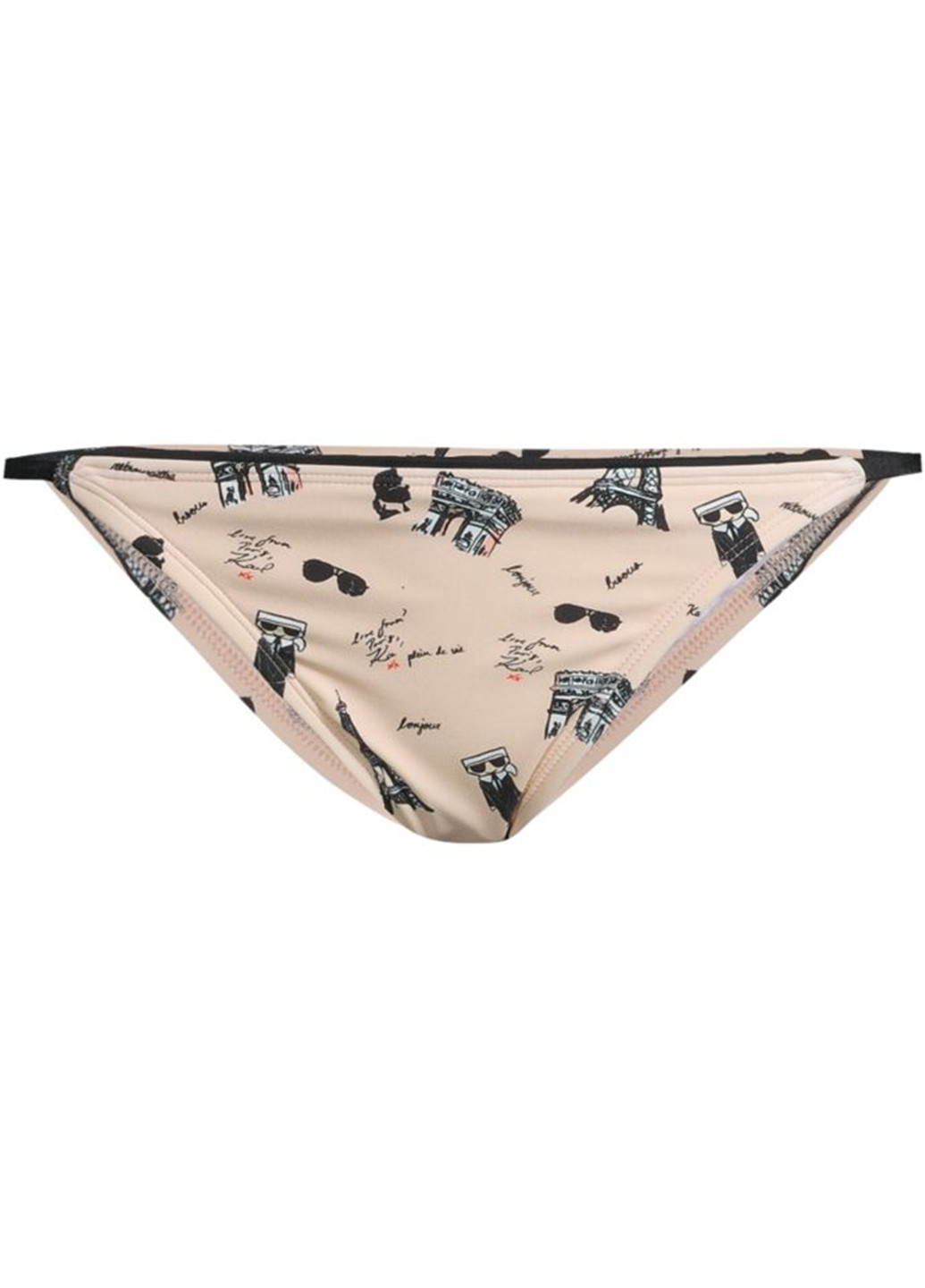 Бежевые купальные трусики-плавки с рисунком Karl Lagerfeld